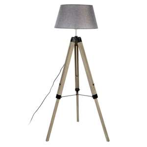 Tuscany Grey Fabric Shade Floor Lamp With Tripod Base