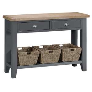 Tyler Wooden 2 Drawers Console Table In Charcoal