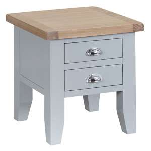 Tyler Wooden 2 Drawers Lamp Table In Grey