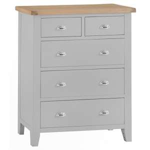 Tyler Large Wooden Chest Of 5 Drawers In Grey