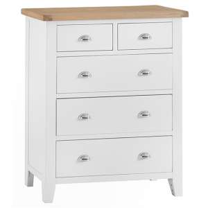 Tyler Large Wooden Chest Of 5 Drawers In White