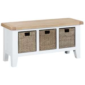 Tyler Large Wooden Hallway Seating Bench In White