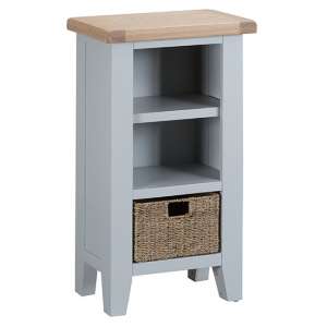Tyler Small Wooden Narrow Bookcase In Grey
