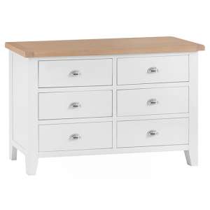 Tyler Wide Wooden Chest Of 6 Drawers In White