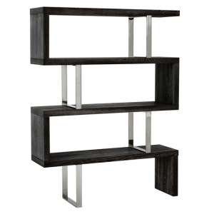 Ulmos Wooden Shelving Unit With Steel Frame In Black