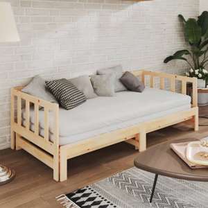 Umeko Solid Pinewood Pull-Out Single Day Bed In Natural