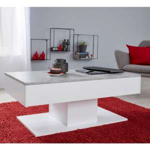 Universal Storage Coffee Table In Cement Grey And White