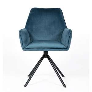 Uno Velvet Fabric Dining Chair In Blue