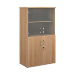 Upton Wooden Storage Cabinet In Beech With 4 Doors And 3 Shelves