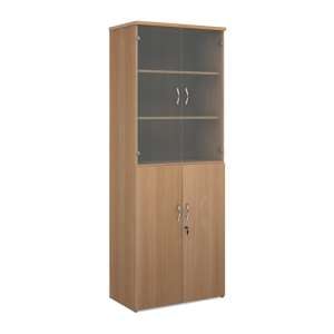 Upton Wooden Storage Cabinet In Beech With 4 Doors And 5 Shelves