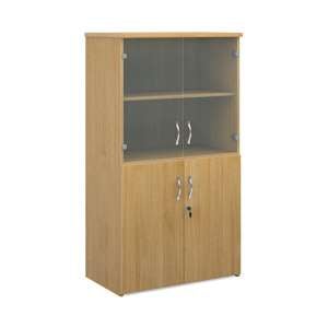Upton Wooden Storage Cabinet In Oak With 4 Doors And 3 Shelves