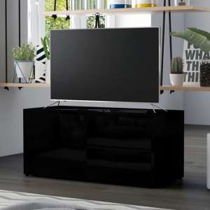 Urara High Gloss TV Stand With 1 Door 2 Drawers In Black