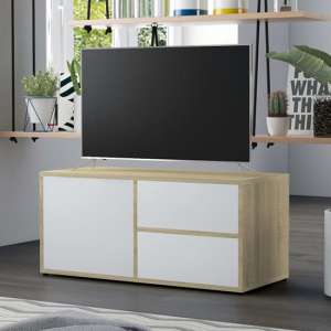 Urara Wooden TV Stand With 1 Door 2 Drawers In White Sonoma Oak