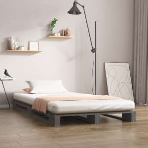 Urika Solid Pine Wood Single Bed In Grey