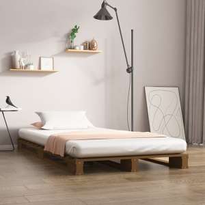 Urika Solid Pine Wood Single Bed In Honey Brown