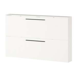 Utah Wide Wooden 2 Flap Doors Shoe Storage Cabinet In White