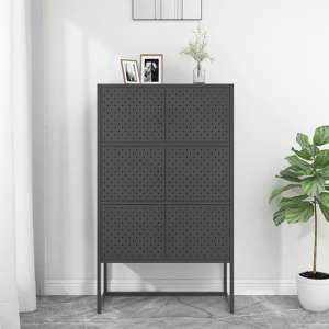 Utara Tall Steel Storage Cabinet With 6 Doors In Anthracite