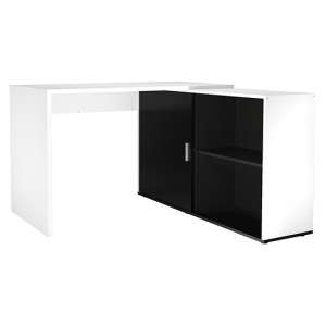 Vacaville Corner Storage Computer Desk In White And Black