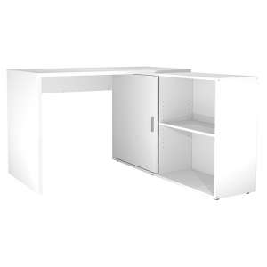 Vacaville Corner Storage Computer Desk In White