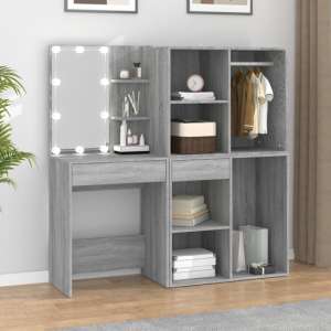 Vadim Wooden Dressing Table In Grey Sonoma Oak With LED Lights