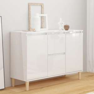Vaeda High Gloss Sideboard With 2 Doors 2 Drawers In White