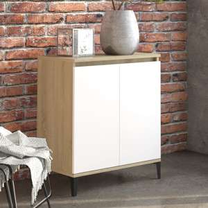 Vaeda Wooden Sideboard With 2 Doors In White And Sonoma Oak