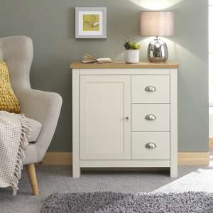 Loftus Wooden Storage Unit In Cream And Oak With 3 Drawers