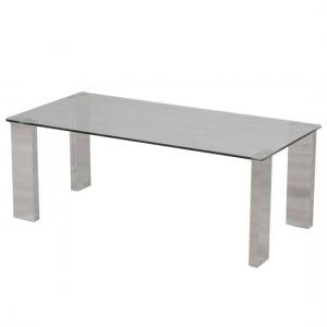 Danby Glass Coffee Table In Clear With Polished Steel Base