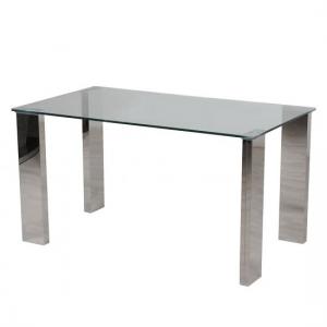 Danby Glass Dining Table Rectangular With Polished Steel Base