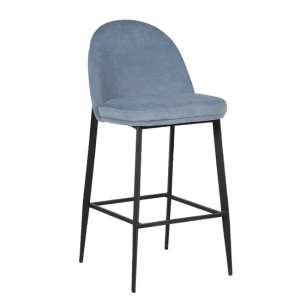 Valont Fabric Bar Stool In Blue With Black Legs