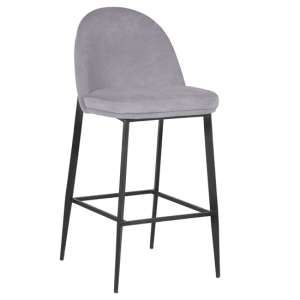 Valont Fabric Bar Stool In Light Grey With Black Legs