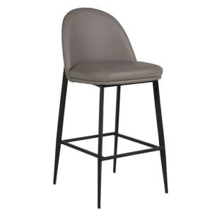 Valont Faux Leather Bar Stool In Grey With Black Legs
