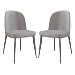 Valont Light Grey Velvet Upholstered Dining Chairs In Pair