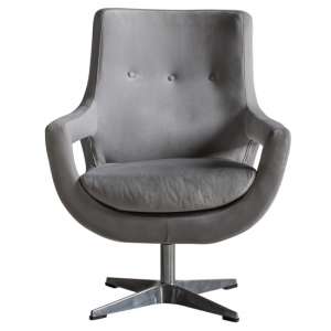Vamota Velvet Upholstered Swivel Bedroom Chair In Grey