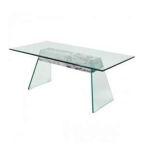 Vancouver Glass Coffee Table In Clear And Marble effect Support