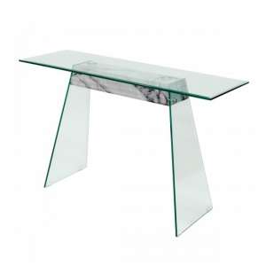 Vancouver Glass Console Table In Clear Marble effect Support