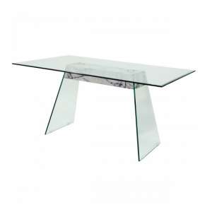 Vancouver Glass Dining Table In Clear And Marble effect Support