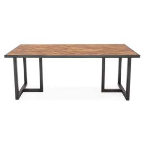 Vanya Wooden Dining Table In Light Brown With Metal Legs