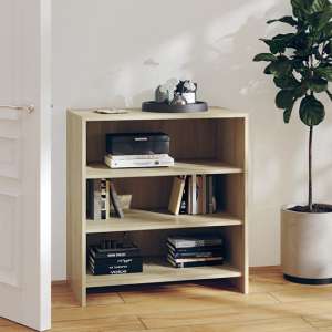 Variel Wooden Bookcase With 3 Shelves In Sonoma Oak
