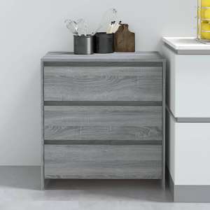 Variel Wooden Chest Of 3 Drawers In Grey Sonoma Oak