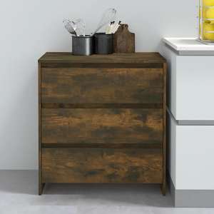 Variel Wooden Chest Of 3 Drawers In Smoked Oak