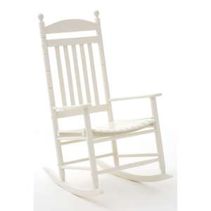 Varmora Wooden Rocking Chair In Ivory White