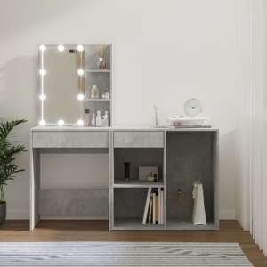 Varro Dressing Set In Concrete Effect With 1 Cabinet And LED