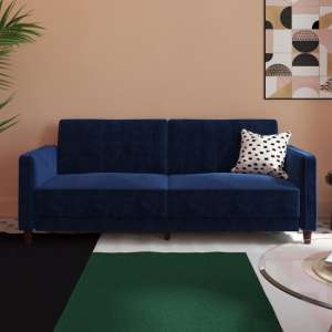 Purfleet Velvet Upholstered Pin Tufted Sofa Bed In Blue