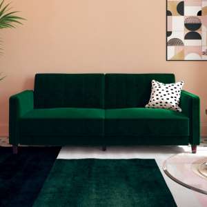 Purfleet Velvet Upholstered Pin Tufted Sofa Bed In Green