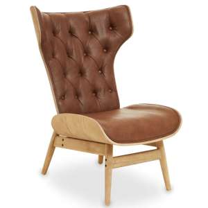 Veens Faux Leather Bedroom Chair In Brown With Winged Back