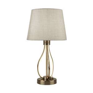 Vegas LED Table Lamp In Antique Brass And Oatmetal
