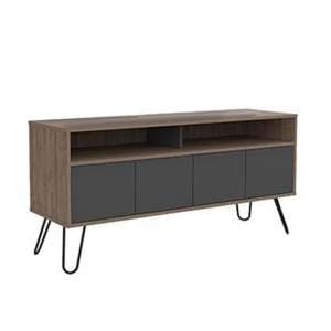 Veritate TV Unit In Bleached Oak and Grey With 4 Doors