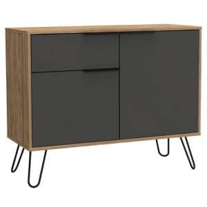 Veritate Wooden Sideboard In Bleached Oak And Grey