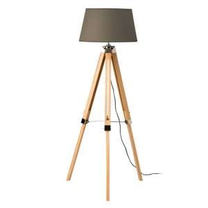 Vegno Grey Fabric Shade Floor Lamp With Natural Tripod Base